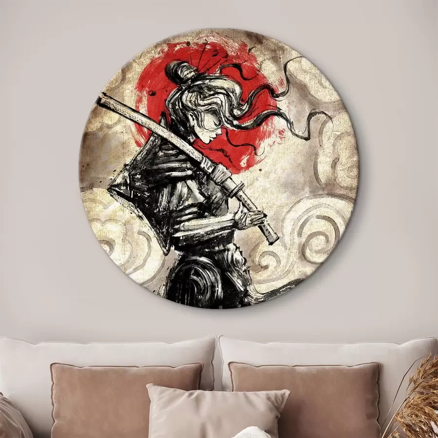 carta da parati Bella ragazza samurai con una katana sulla spalla nr. r33060