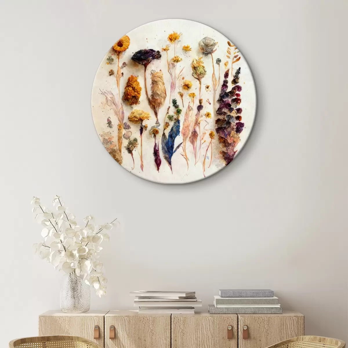 Quadri rotondi Magici fiori secchi r33687
