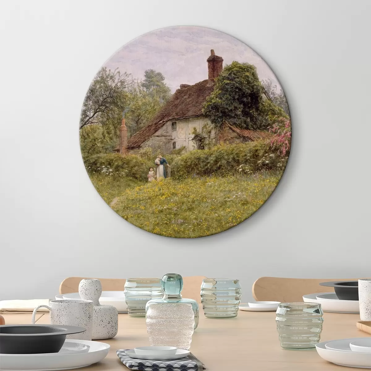 Quadri rotondi Vecchi cottage a Pinner dell'artista Helen Allingham r33775