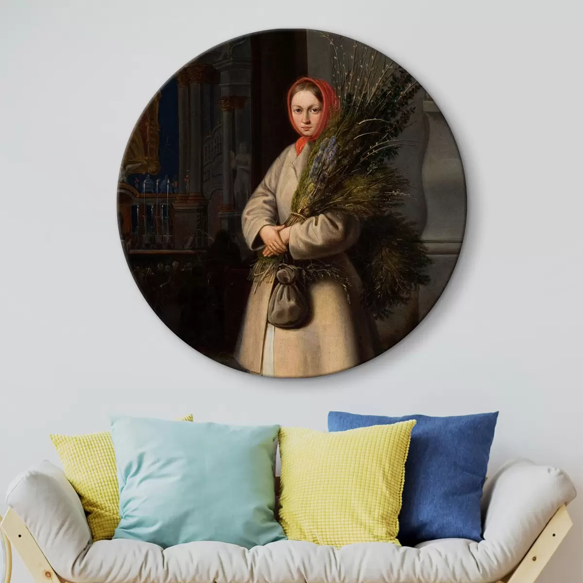 Quadri rotondi Lituano con foglie della Domenica delle Palme, artista Kanutas Ruseckas r33792