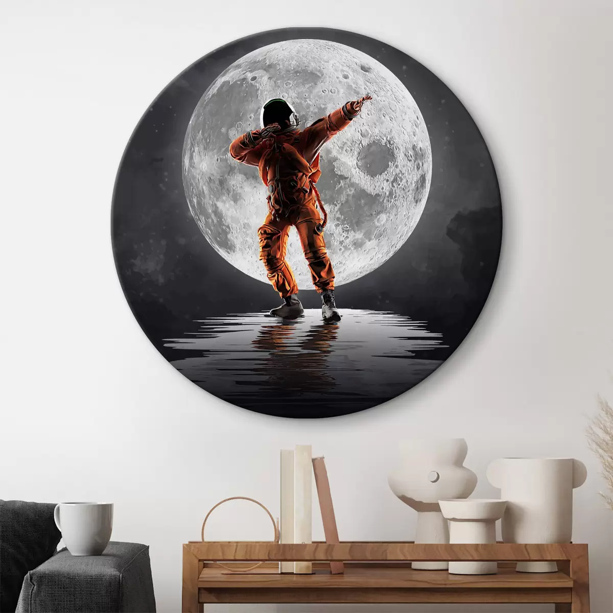 Quadri rotondi astronauta sulla luna r33905