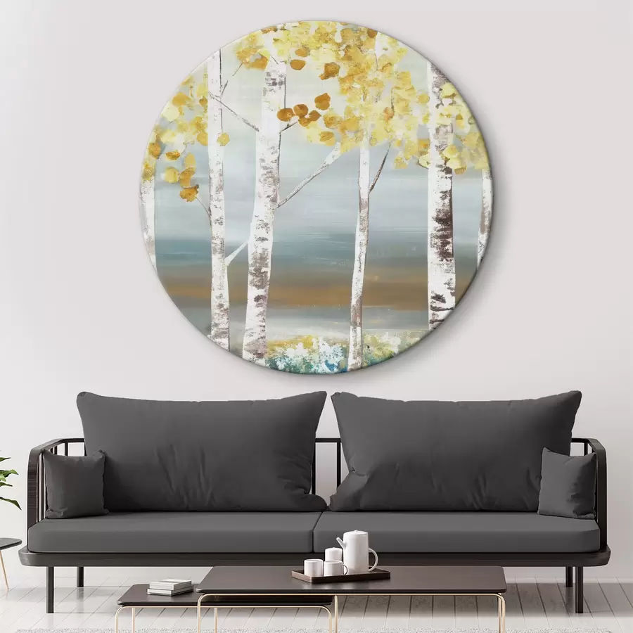 carta da parati Pittura a olio con betulle sullo sfondo del tempo piovoso nr. r34602