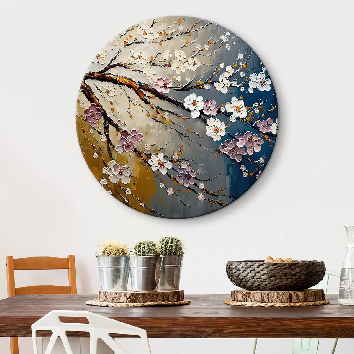 Quadri rotondi Illustrazione di sfondo dei fiori di ciliegio r34615