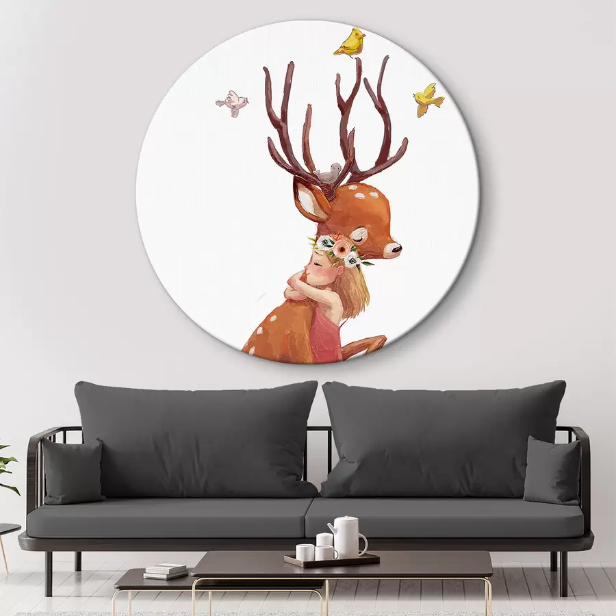 carta da parati Fata e ragazza cervo nr. r34998