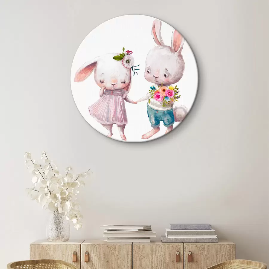 carta da parati Una coppia di coniglietti Date e fiori nr. r35055