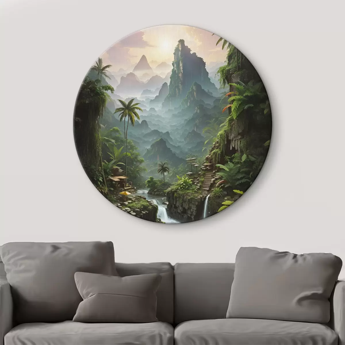 Quadri rotondi Vista sul paesaggio montano asiatico r35648