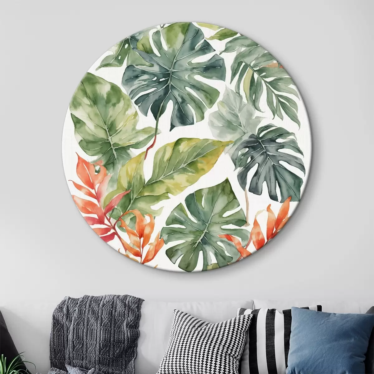 Quadri rotondi Foglie colorate tropicali r36131
