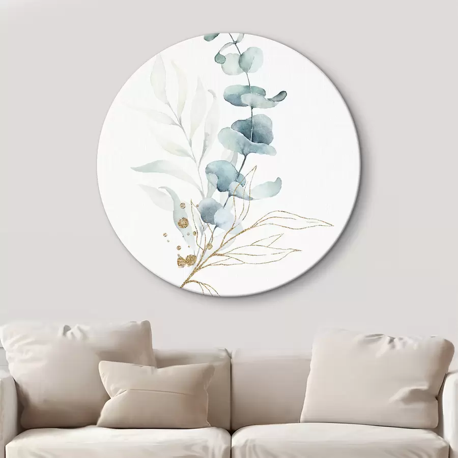 carta da parati Disegno astratto ad acquerello di rami con foglie blu nr. r36139