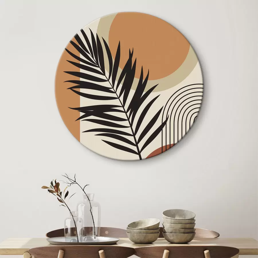 carta da parati Foglia di palma su sfondo geometrico nr. r36170