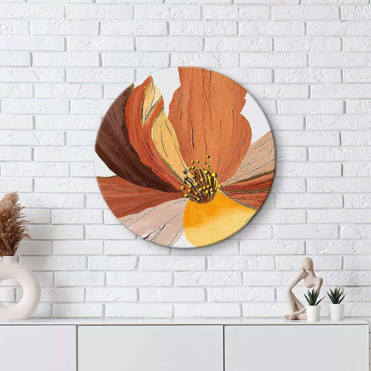 Quadri rotondi Un dipinto a olio raffigurante un fiore r36287