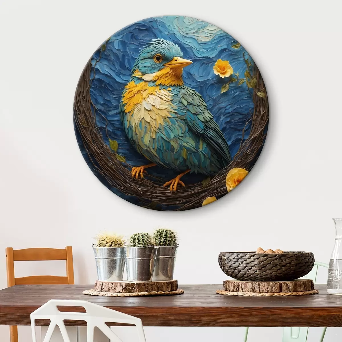 Quadri rotondi Un nido vivace in una tranquilla corona di fiori r36440