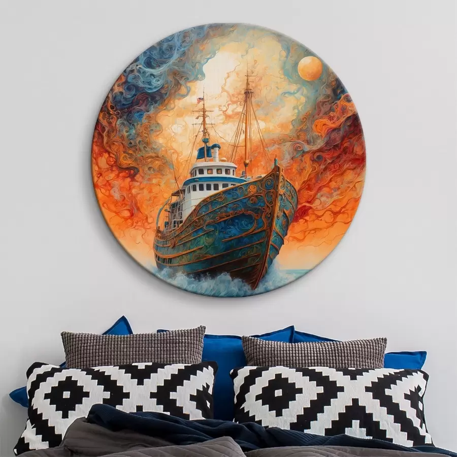 carta da parati Nave galleggiante sullo sfondo di un cielo fantastico. nr. r36443