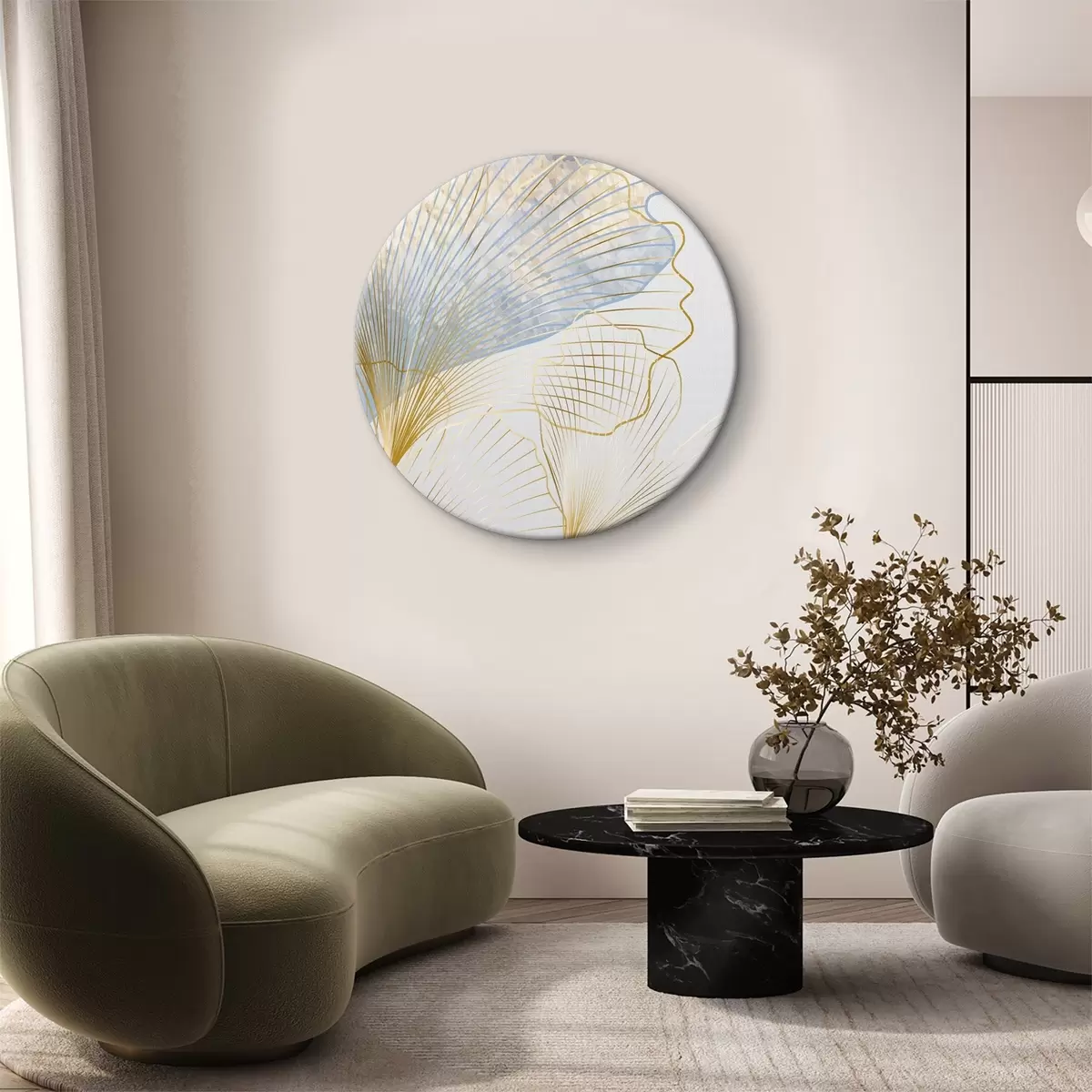Quadri rotondi Foglie di ginkgo biloba r36487
