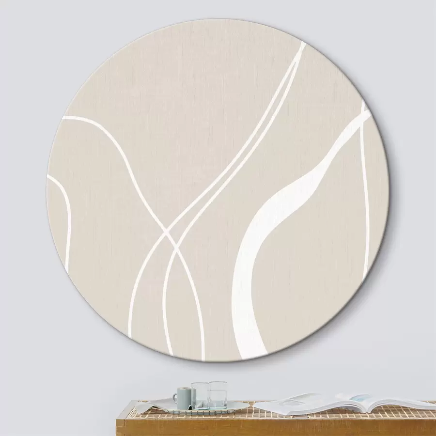 carta da parati Linee astratte bianche su sfondo beige nr. r36488