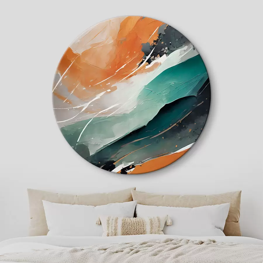 carta da parati Arte acrilica astratta, pennellata, texture pittorica, colori arancio e blu nr. r36497