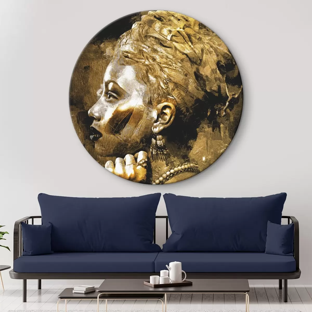 Quadri rotondi Donna d'oro di etnia africana r36530