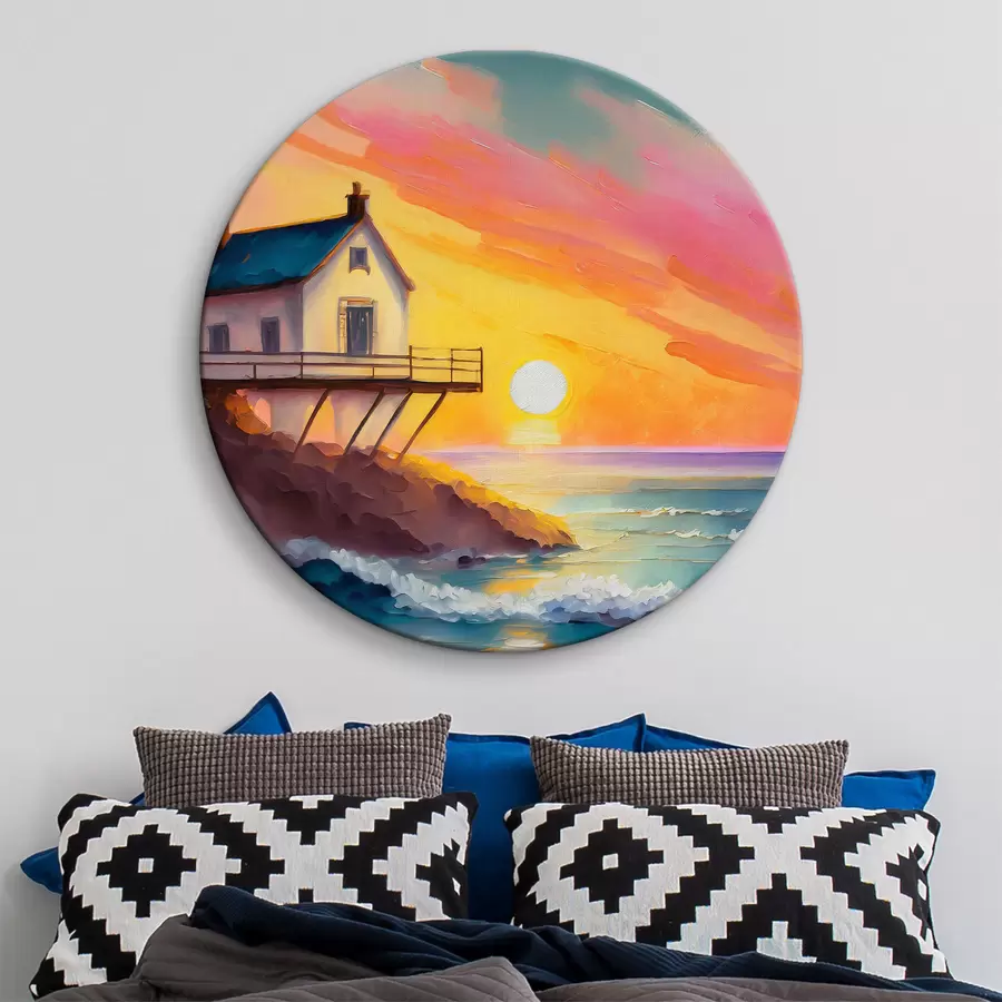 carta da parati Un rifugio in riva al mare immerso nelle sfumature del sole al tramonto nr. r36585