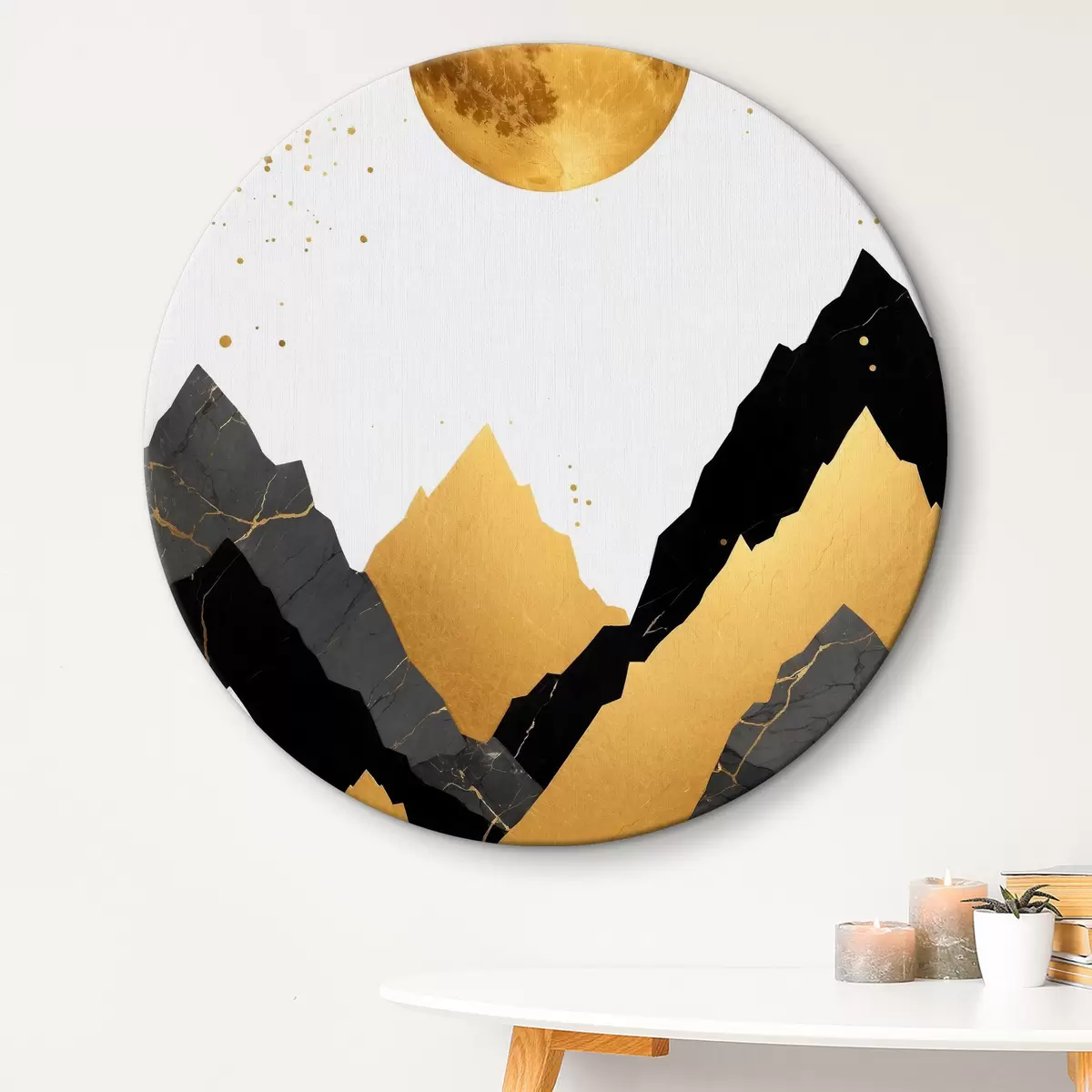 Quadri rotondi Paesaggio montano astratto e celeste r36637