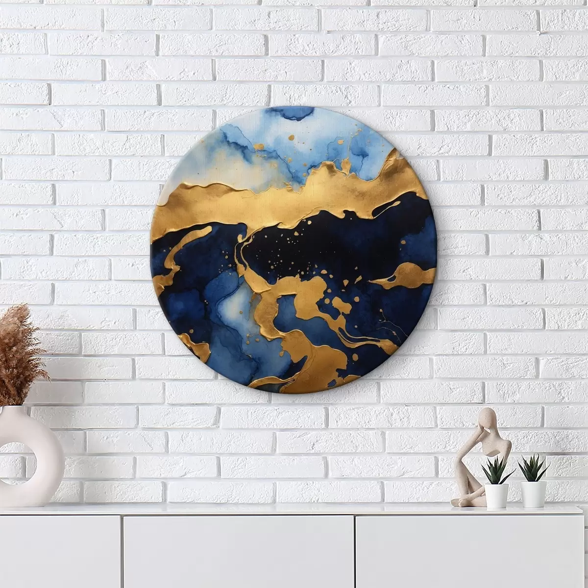 Quadri rotondi Onde blu astratte dell'oceano r36642