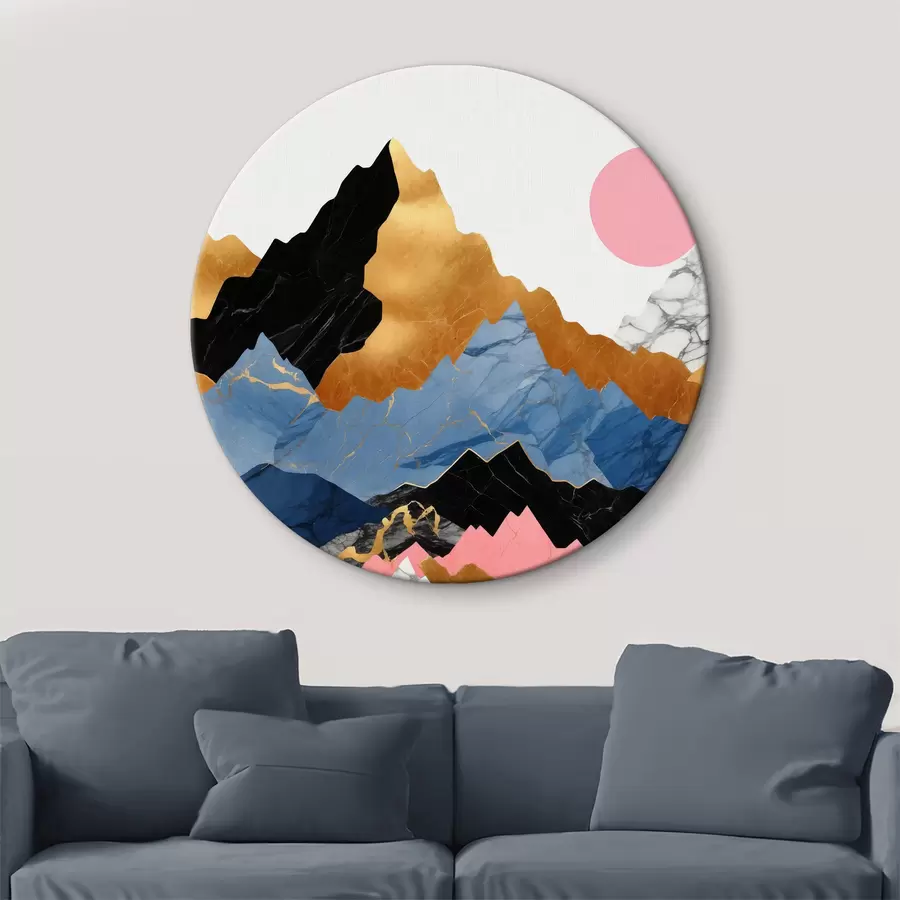 carta da parati Strati di montagna astratti con sole rosa nr. r36643