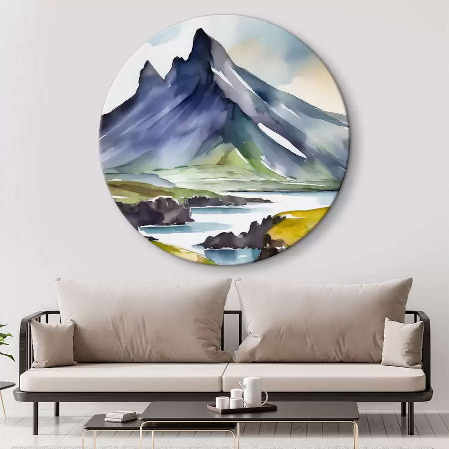 carta da parati Islanda Natura Acquerello, Montagne, Cascate nr. r36687