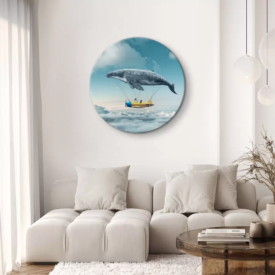 carta da parati Una balena e una balena attaccata a un piccolo aereo nr. r36701