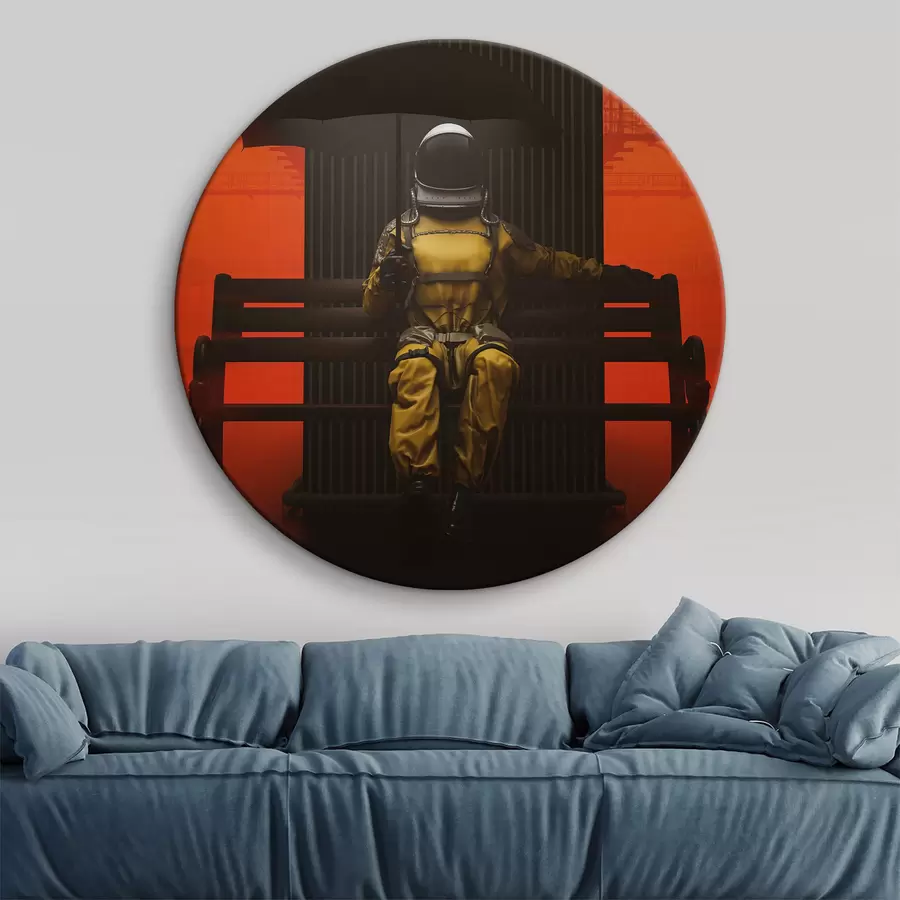 carta da parati Una persona in abito da sera seduta su una panchina con un ombrello nr. r36702