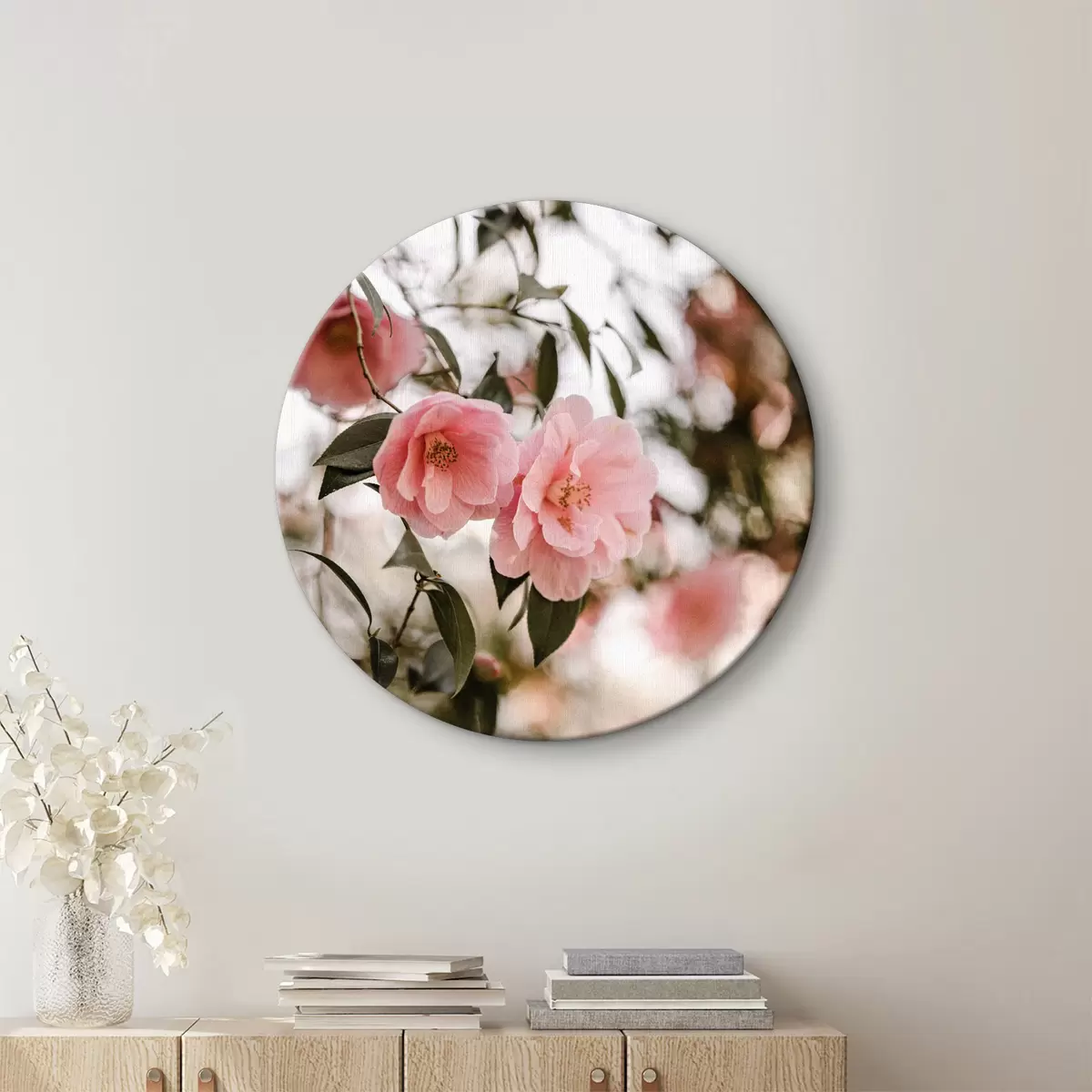 Quadri rotondi Fiori rosa sull'albero r36709