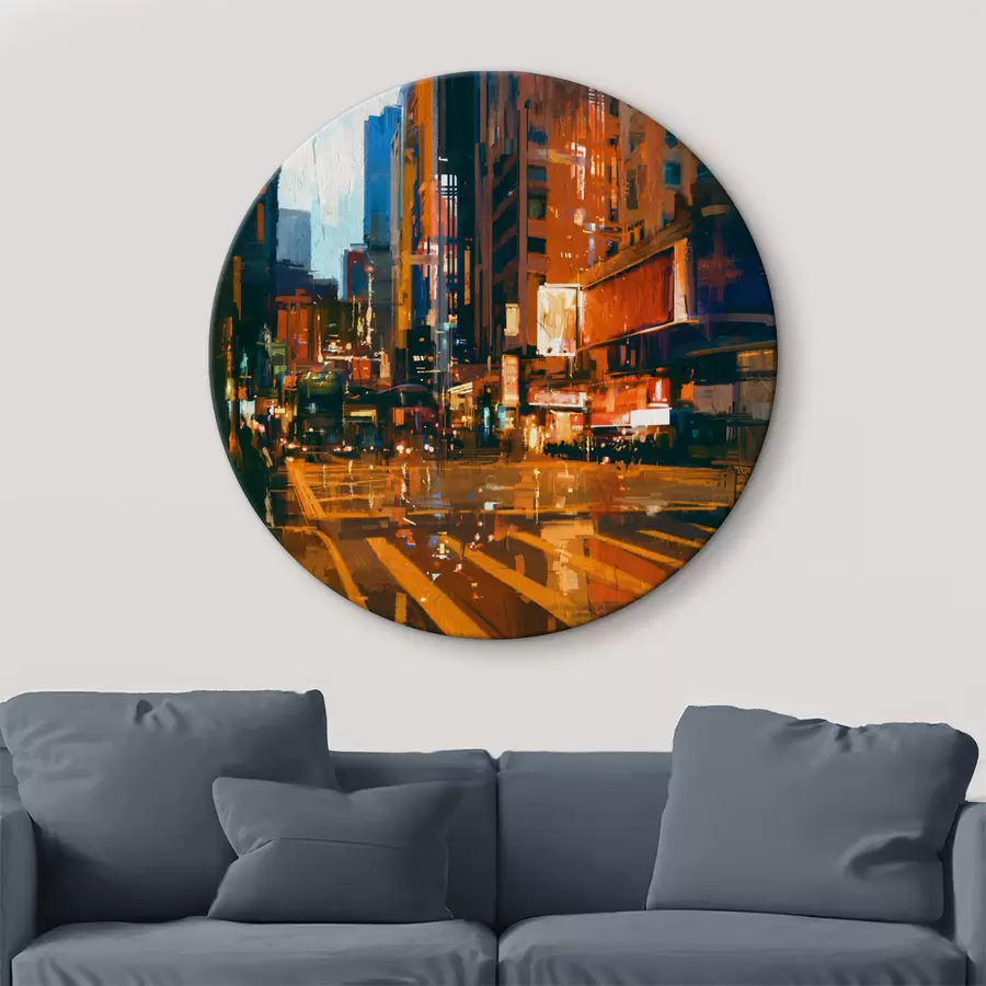 carta da parati Strada cittadina con edifici e luci nr. r37095