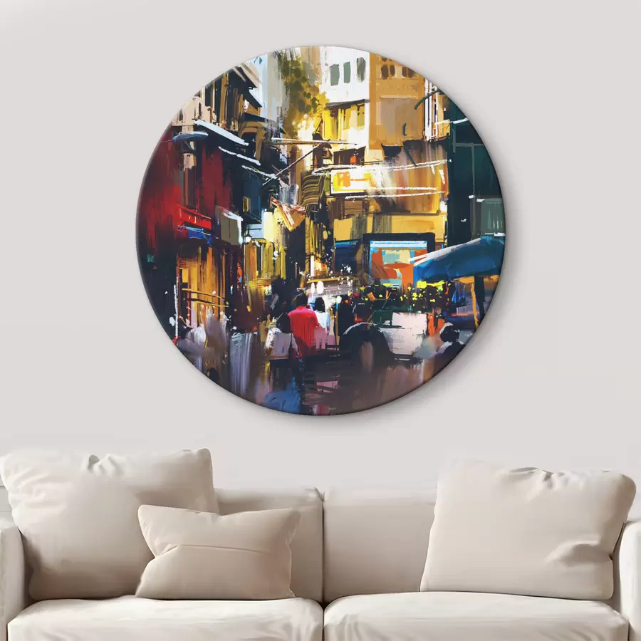 carta da parati Strada con edifici e persone che camminano nr. r37096