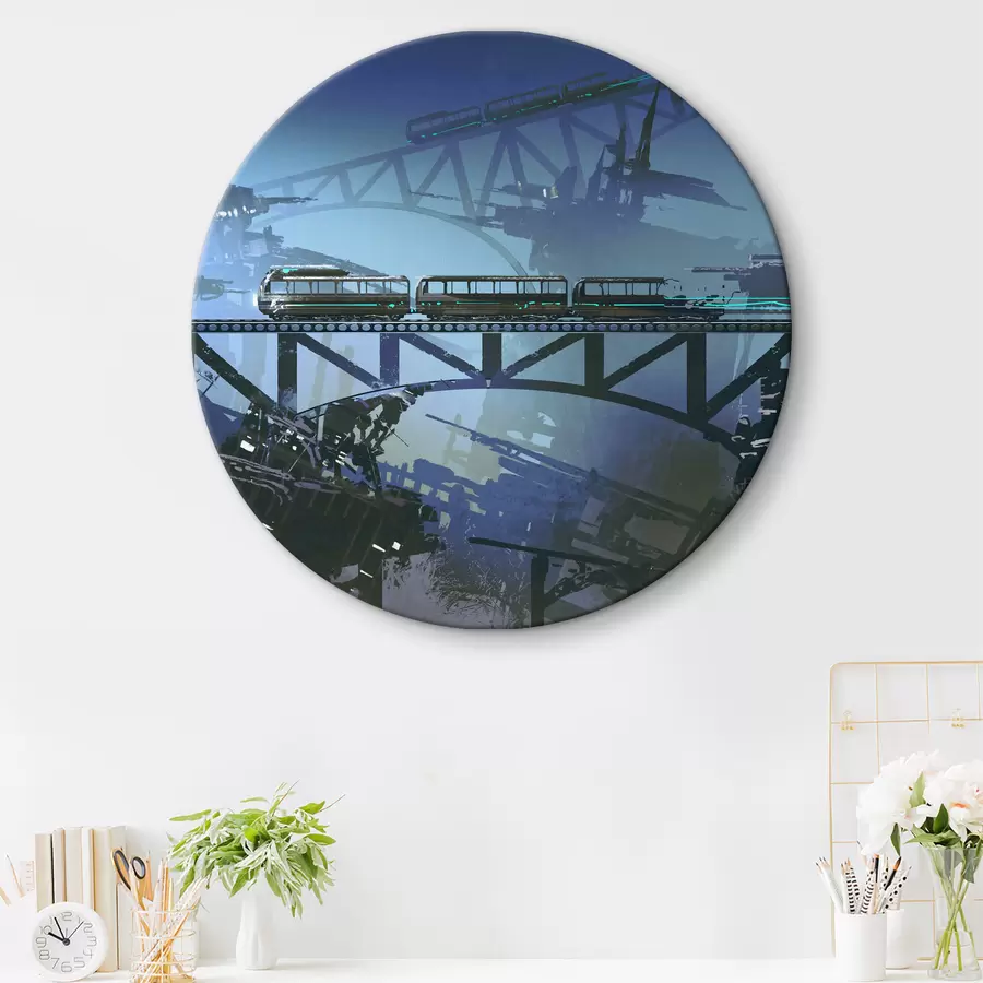 carta da parati Treno sul ponte della città nr. r37106