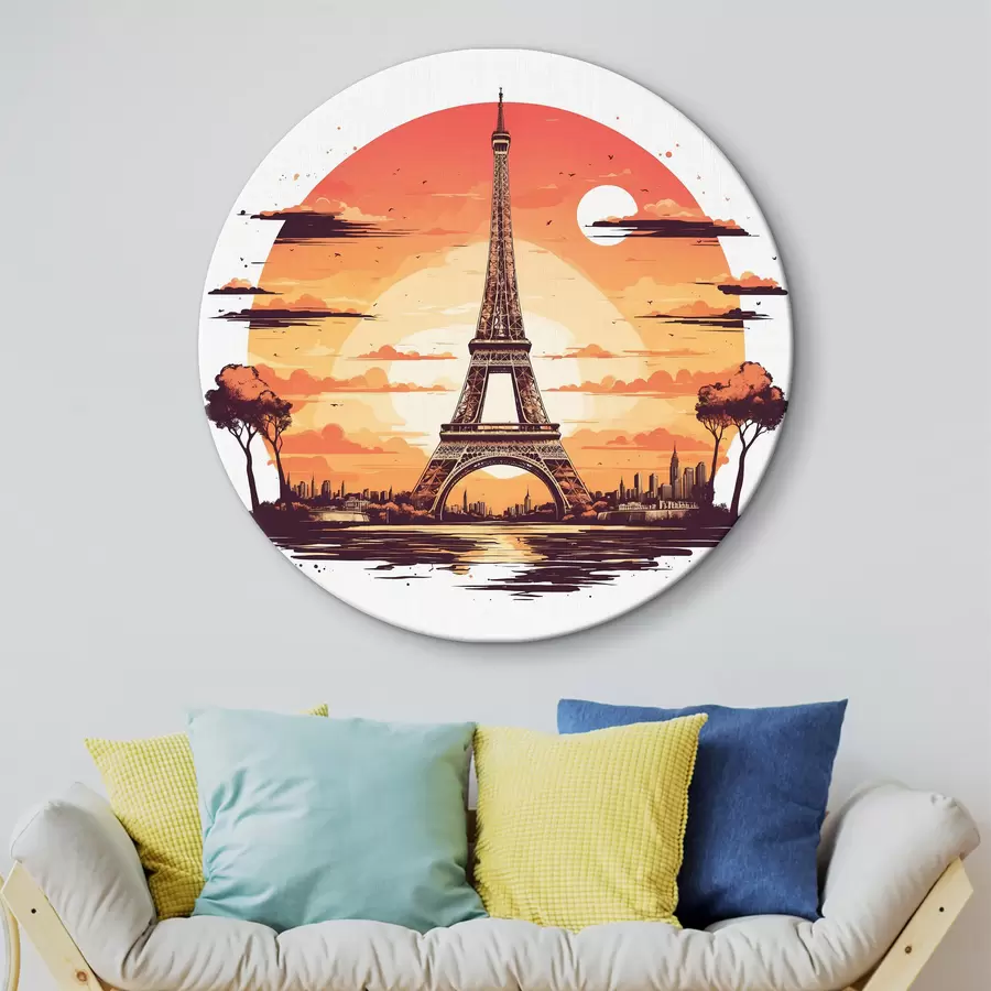 carta da parati Una torre con il sole che tramonta dietro di essa nr. r37124