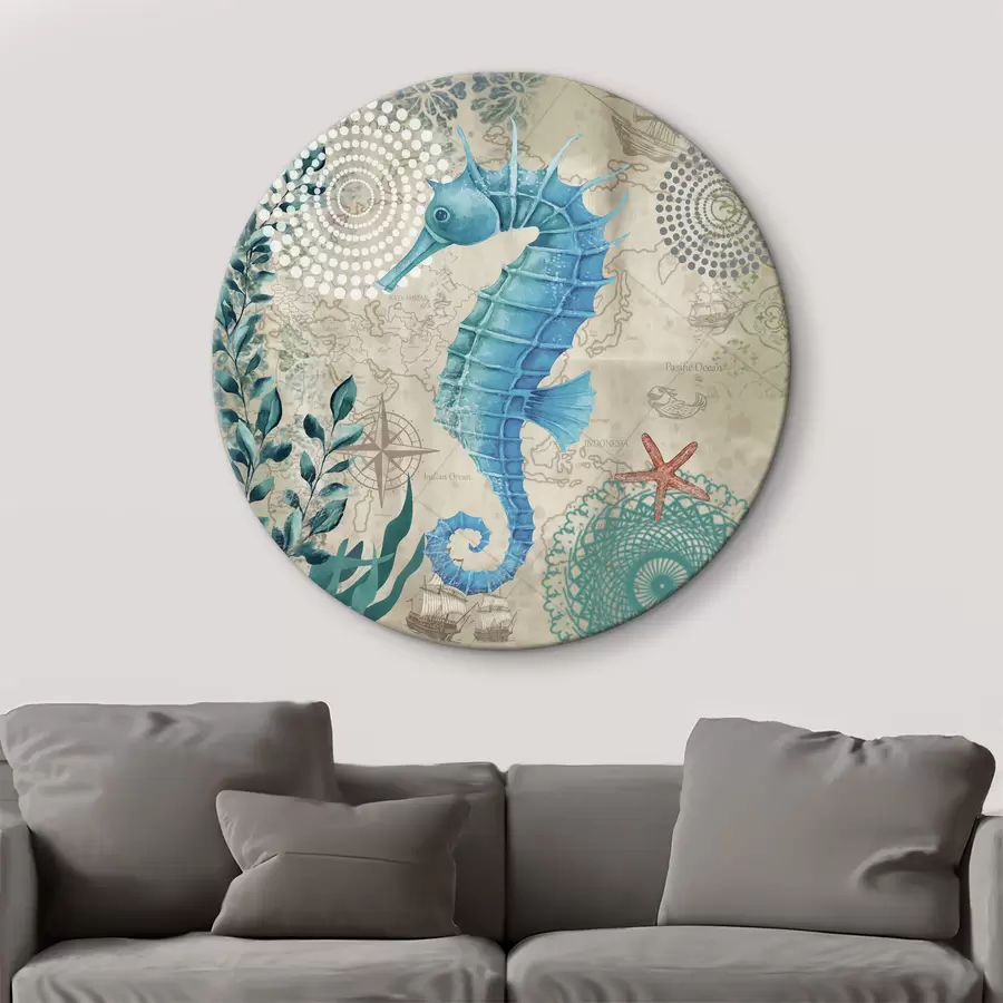 carta da parati Cavalluccio marino e alghe sulla mappa nr. r37152