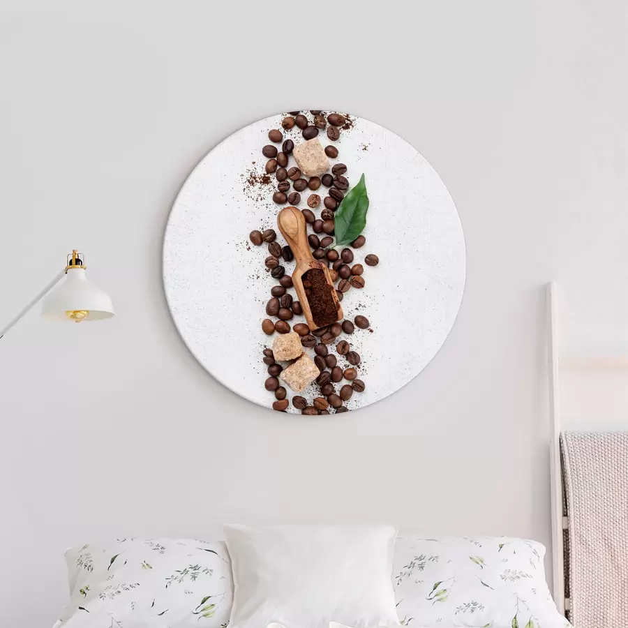 carta da parati Un cucchiaio con sopra chicchi di caffè e zucchero nr. r37178