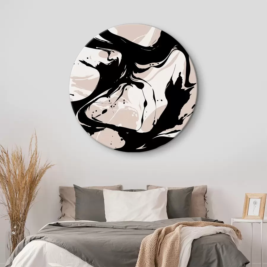 carta da parati Vortice bianco e nero su sfondo beige nr. r37286