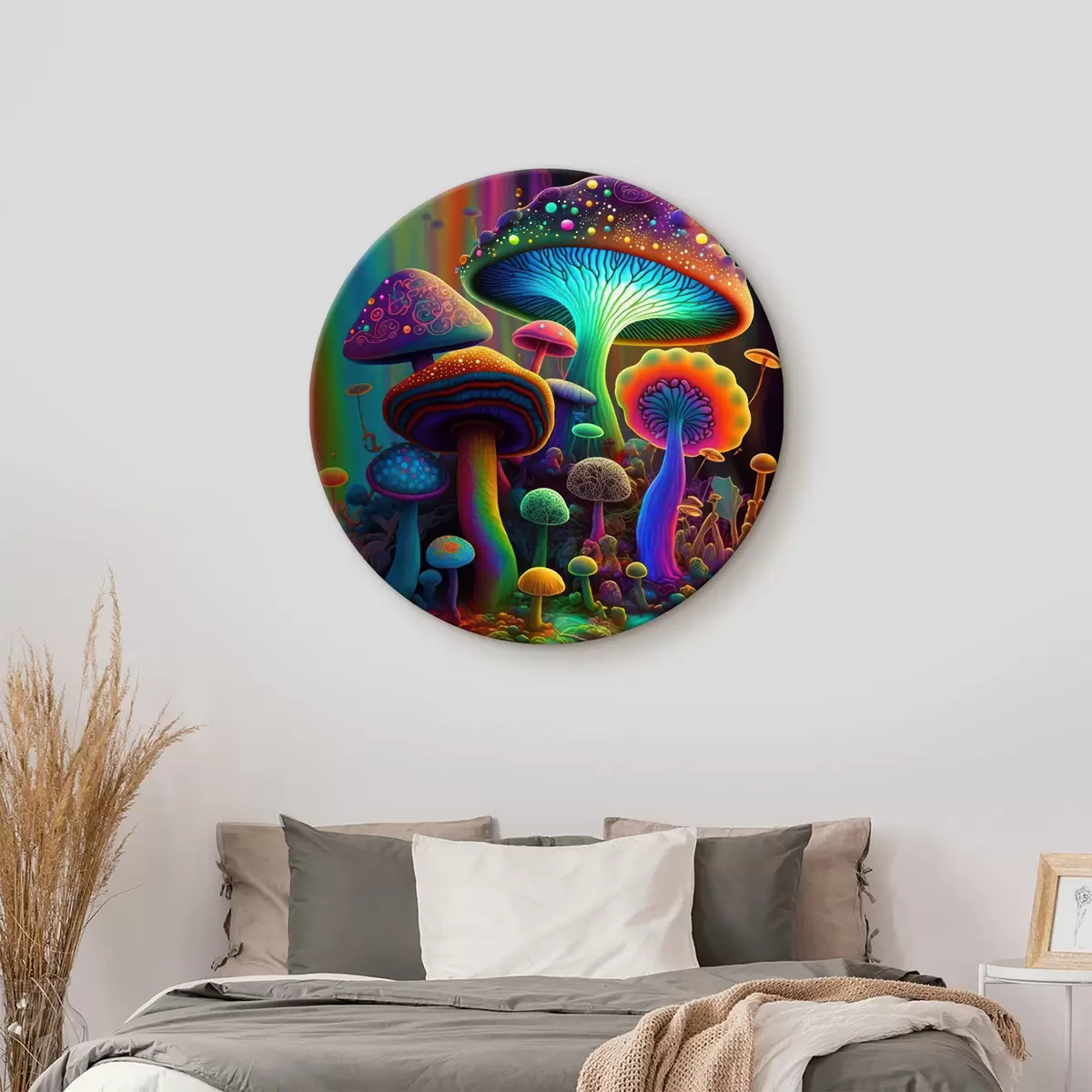 Quadri rotondi Funghi colorati r37291