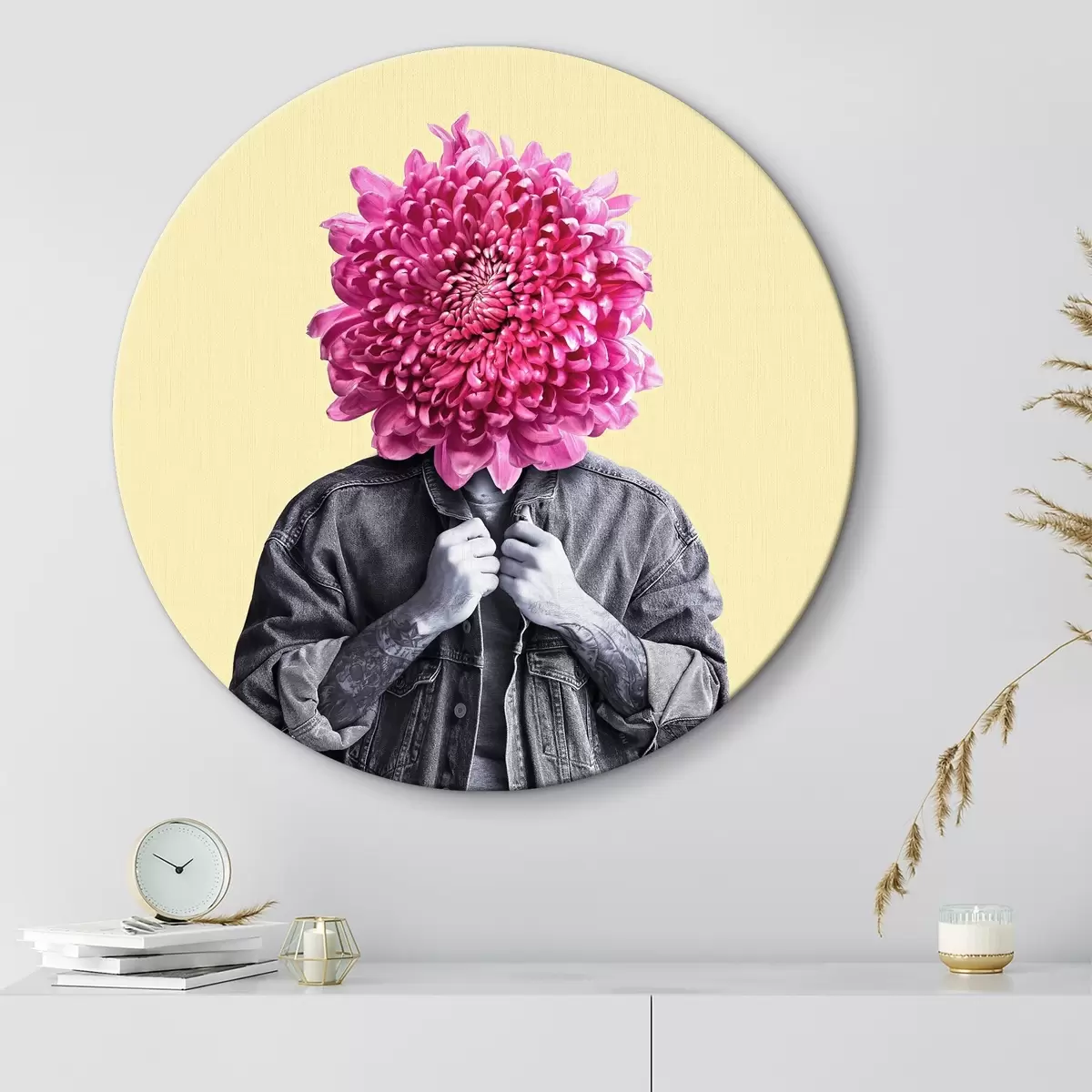 Quadri rotondi Persona con testa di fiore r37294