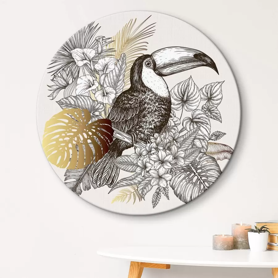 carta da parati Tucano con foglie e fiori nr. r37303