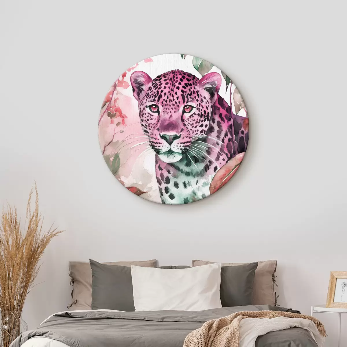Quadri rotondi Acquerello di un leopardo r37340v2
