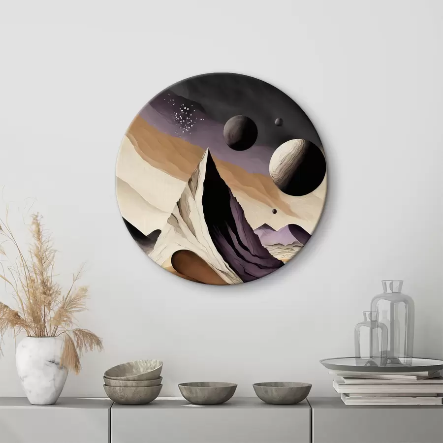 carta da parati Arte astratta, deserto, montagne e rocce, viola e beige, spazio nr. r37362