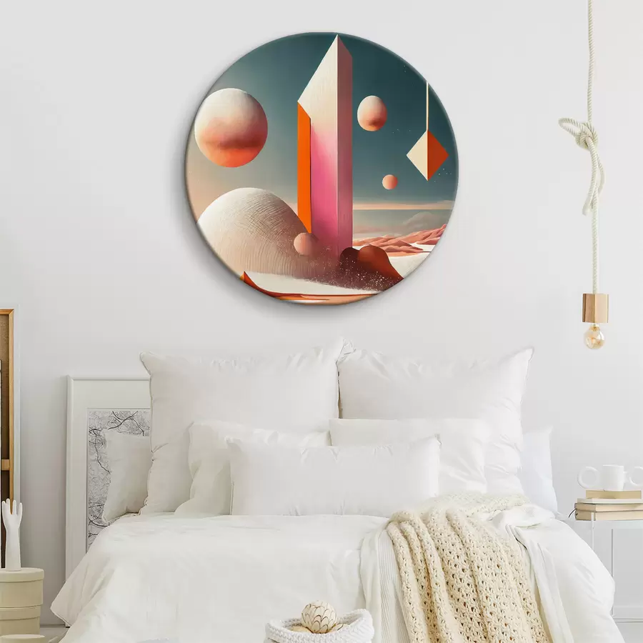 carta da parati Paesaggio desertico con torre e forme geometriche nr. r37368