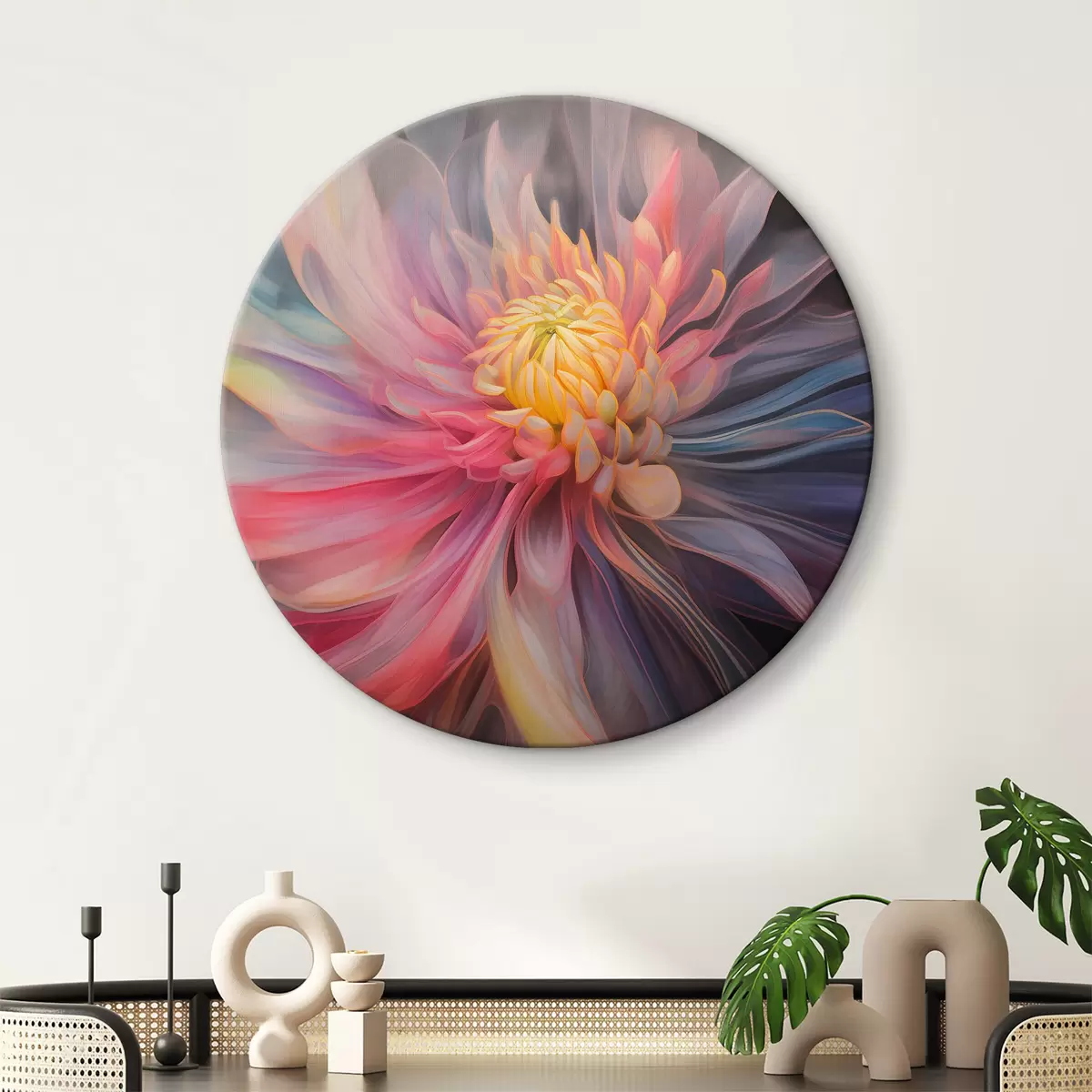 Quadri rotondi Fiore astratto r37383