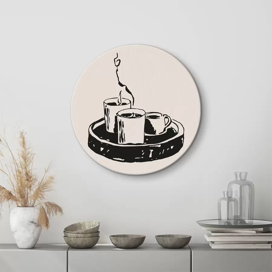 carta da parati Disegno di un vassoio con tazze da caffè nr. r37405