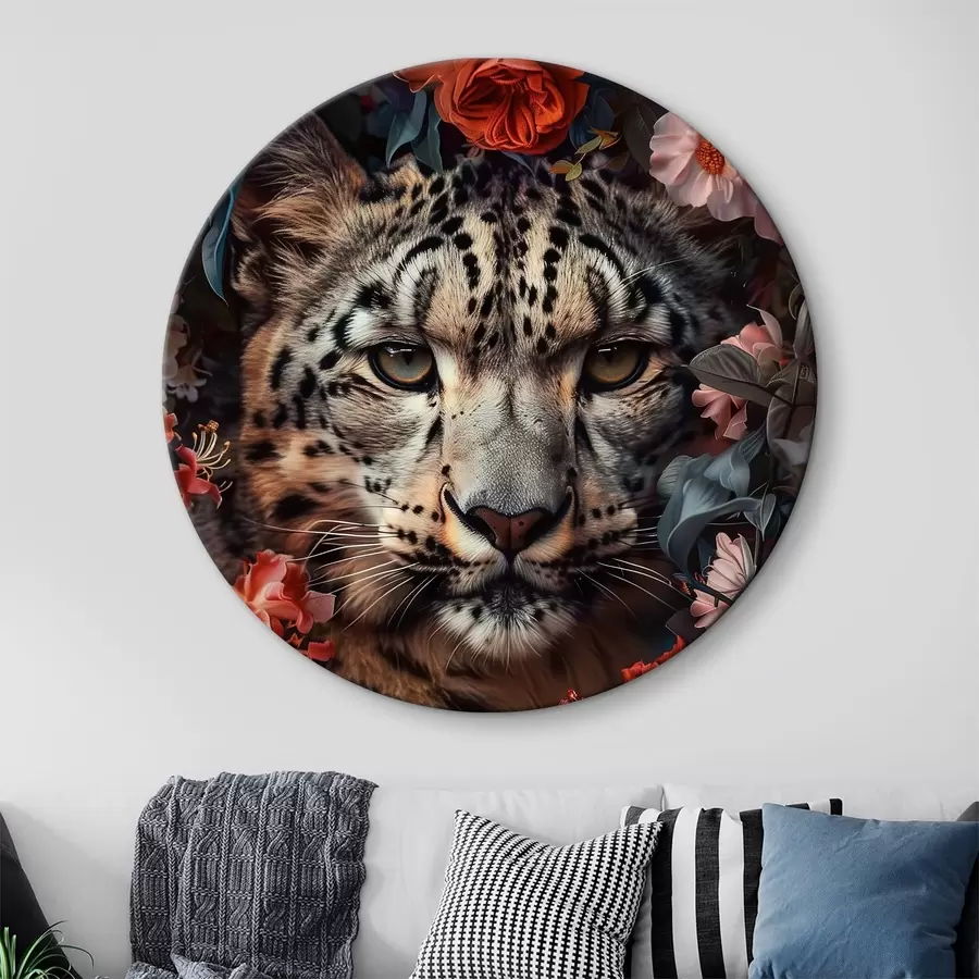 carta da parati Leopardo nel giardino fiorito nr. r37464