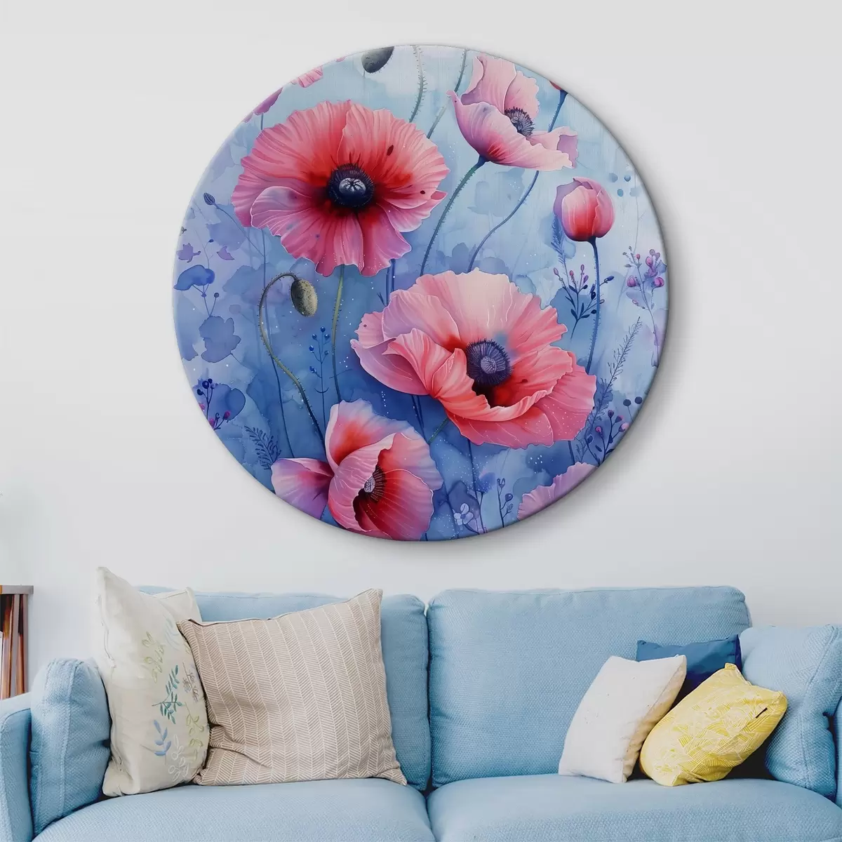 Quadri rotondi Un'immagine di fiori rosa r37466
