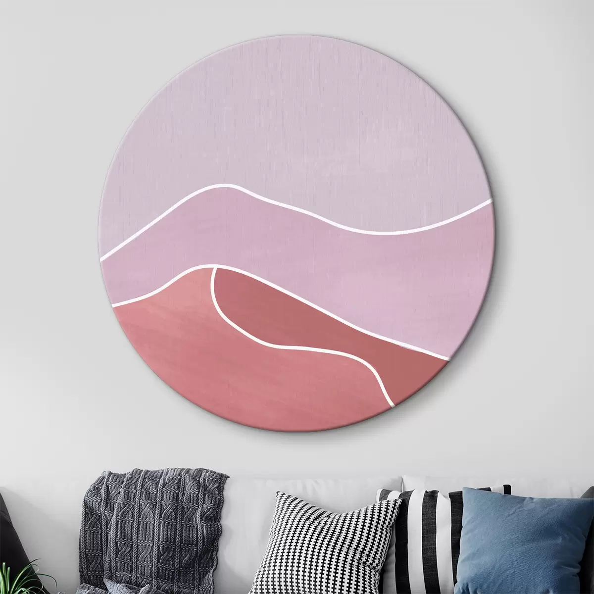 Quadri rotondi Paesaggio rosa e viola r37636