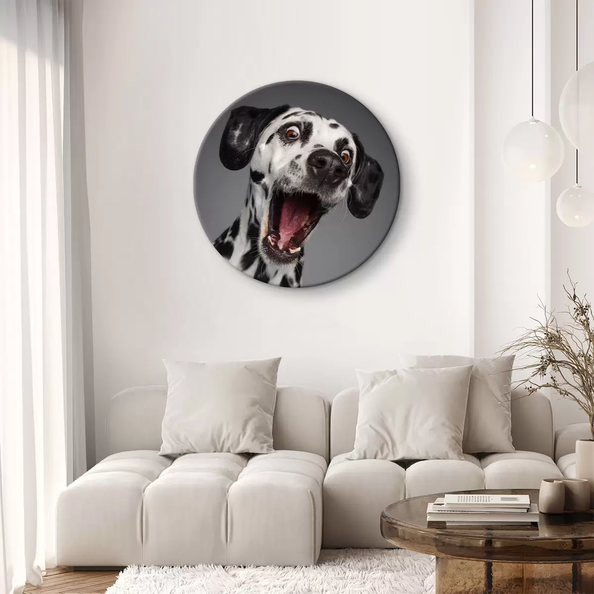 Quadri rotondi Un cucciolo eccitato è pronto a divertirsi! r37752