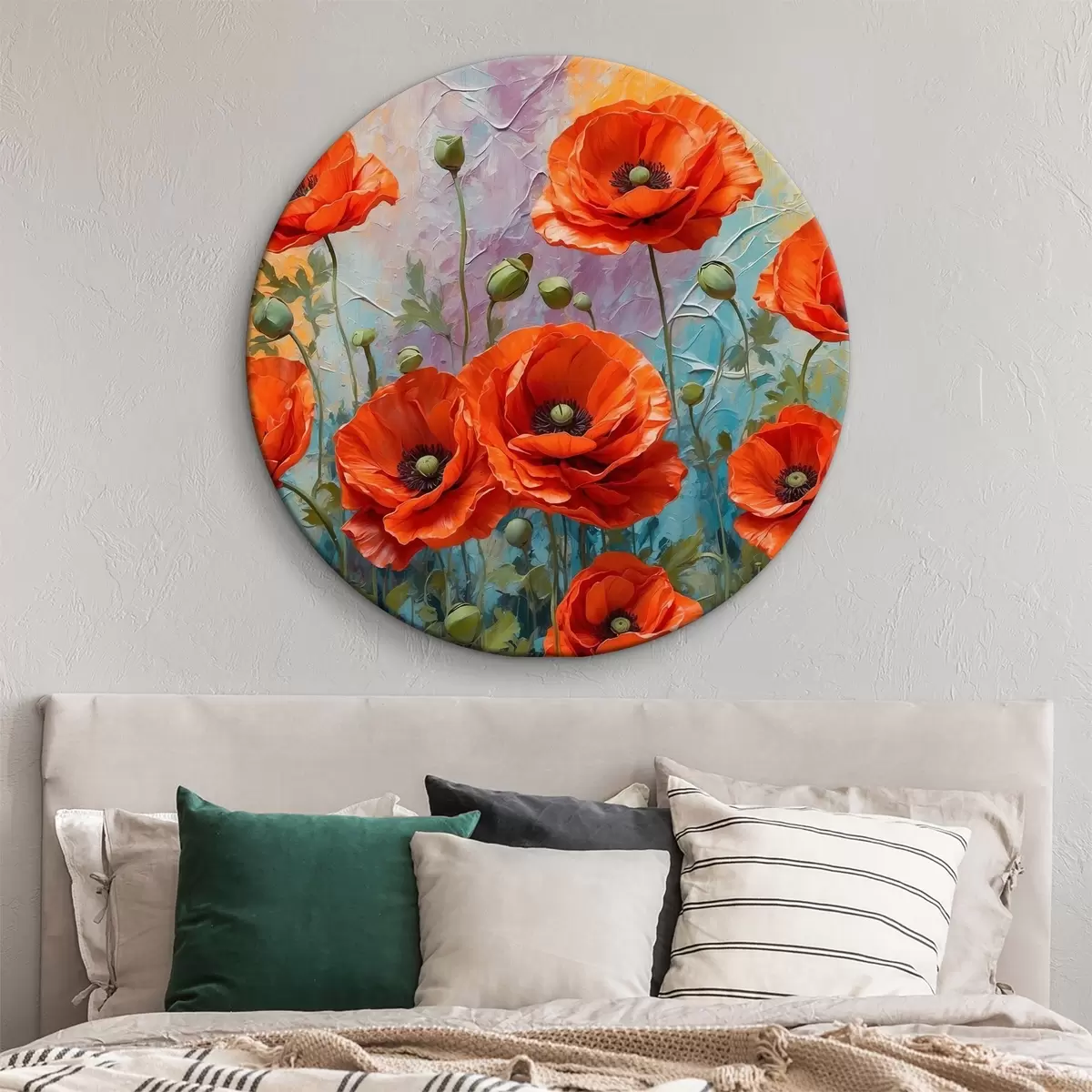 Quadri rotondi Un'immagine di fiori rossi r37805