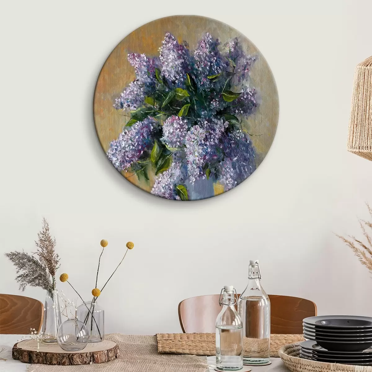 Quadri rotondi Un fiore luminoso in un vaso incantevole r37842