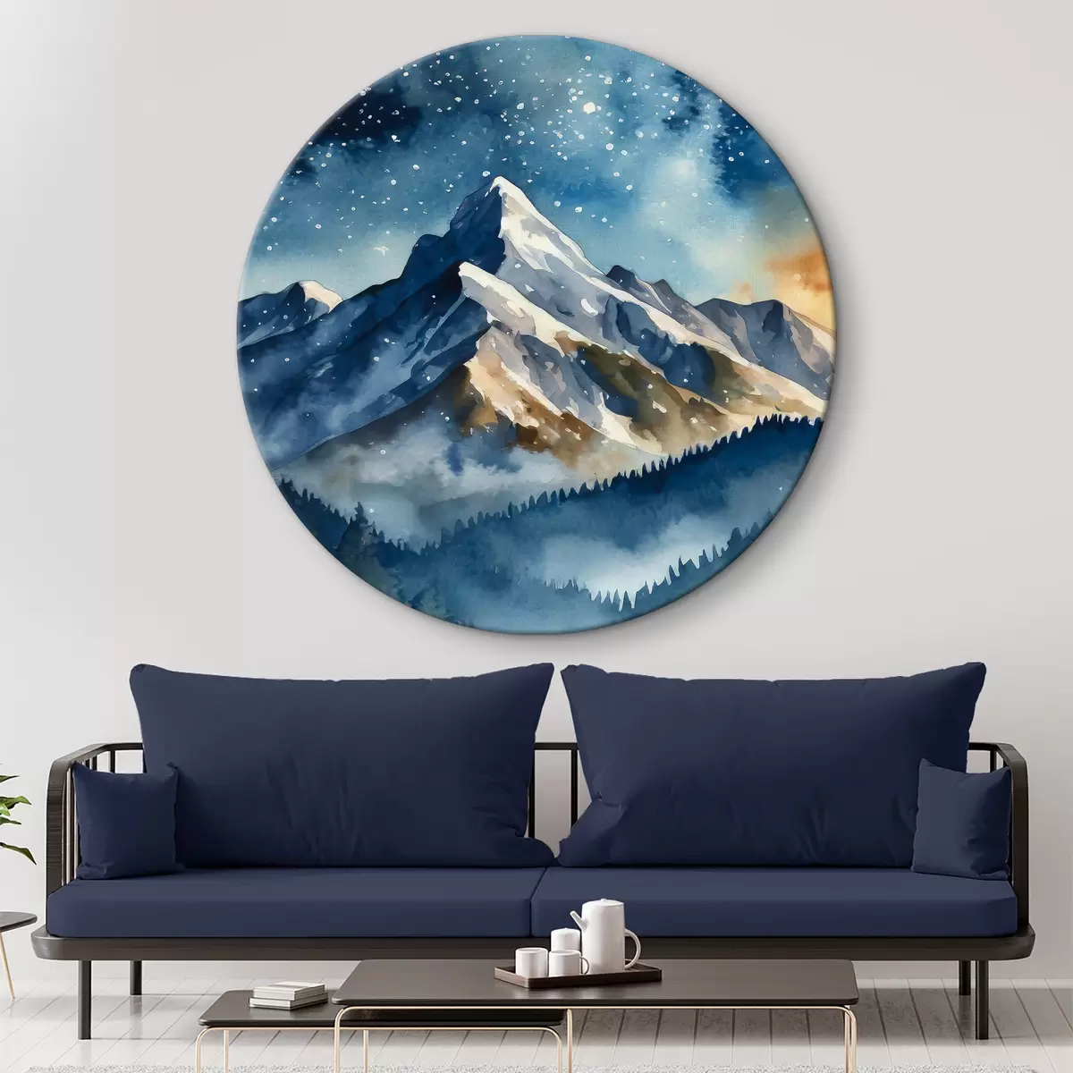 Quadri rotondi Montagne maestose sotto il cielo stellato r37947